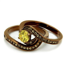 TK2959 - IP Coffee light Stainless Steel Ring with AAA Grade CZ  in Topaz