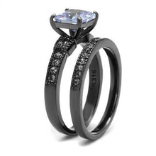 TK2970 - IP Light Black  (IP Gun) Stainless Steel Ring with AAA Grade CZ  in Light Amethyst