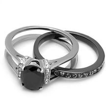 TK2971 - Two-Tone IP Black Stainless Steel Ring with Synthetic Synthetic Glass in Jet