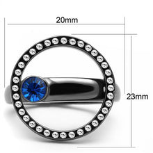 TK2974 - IP Light Black  (IP Gun) Stainless Steel Ring with Top Grade Crystal  in Capri Blue