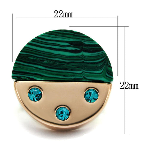 TK2986 - IP Rose Gold(Ion Plating) Stainless Steel Ring with Synthetic MALACHITE in Emerald