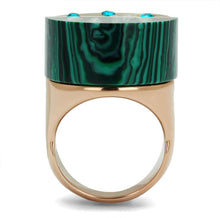 TK2986 - IP Rose Gold(Ion Plating) Stainless Steel Ring with Synthetic MALACHITE in Emerald