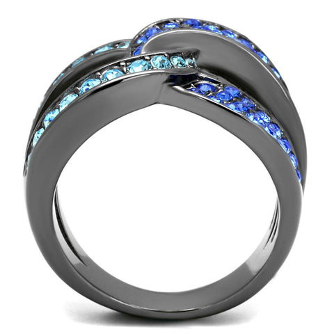 TK2994 - IP Light Black  (IP Gun) Stainless Steel Ring with Top Grade Crystal  in Multi Color