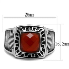 TK3007 - High polished (no plating) Stainless Steel Ring with Semi-Precious Agate in Siam