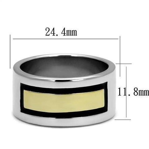 TK3008 - Two-Tone IP Gold (Ion Plating) Stainless Steel Ring with Epoxy  in Jet