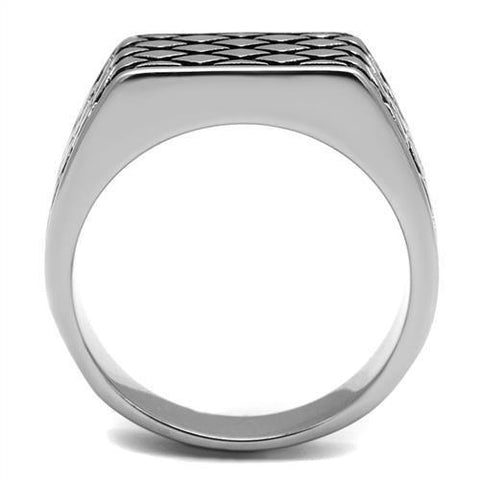 TK3009 - High polished (no plating) Stainless Steel Ring with Epoxy  in Jet