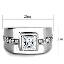 TK3011 - High polished (no plating) Stainless Steel Ring with AAA Grade CZ  in Clear