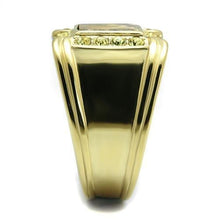 TK3013 - IP Gold(Ion Plating) Stainless Steel Ring with Semi-Precious Oligoclase in Smoked Quartz