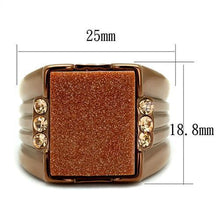 TK3015 - IP Coffee light Stainless Steel Ring with Semi-Precious Gold Sand Stone in Siam