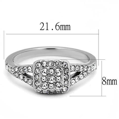 TK3023 - High polished (no plating) Stainless Steel Ring with Top Grade Crystal  in Clear