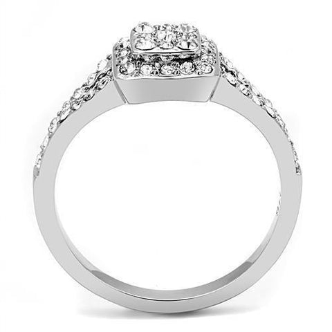 TK3023 - High polished (no plating) Stainless Steel Ring with Top Grade Crystal  in Clear