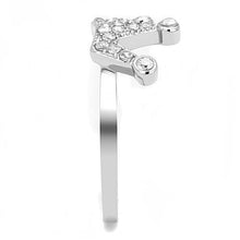 TK3024 - High polished (no plating) Stainless Steel Ring with AAA Grade CZ  in Clear