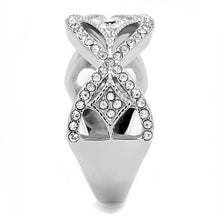 TK3027 - High polished (no plating) Stainless Steel Ring with Top Grade Crystal  in Clear