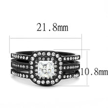 TK3048 - IP Black(Ion Plating) Stainless Steel Ring with AAA Grade CZ  in Clear