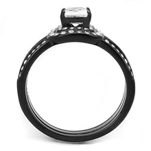 TK3048 - IP Black(Ion Plating) Stainless Steel Ring with AAA Grade CZ  in Clear