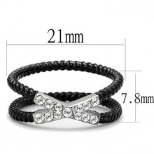 TK3053 - Two-Tone IP Black (Ion Plating) Stainless Steel Ring with Top Grade Crystal  in Clear