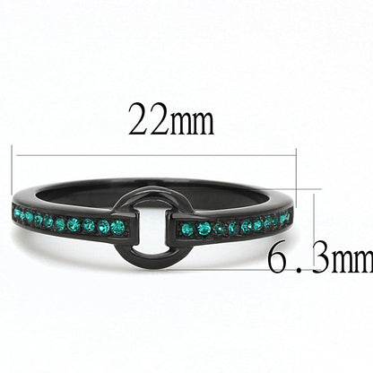 TK3055 - IP Black(Ion Plating) Stainless Steel Ring with Top Grade Crystal  in Emerald