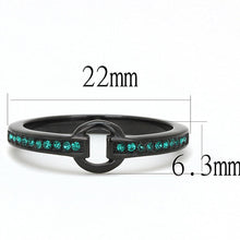 TK3055 - IP Black(Ion Plating) Stainless Steel Ring with Top Grade Crystal  in Emerald