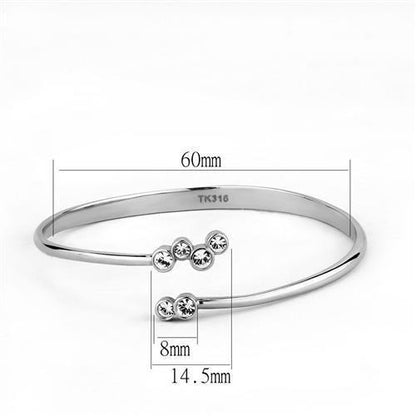 TK3067 - High polished (no plating) Stainless Steel Bangle with Top Grade Crystal  in Clear
