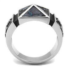 TK3075 - High polished (no plating) Stainless Steel Ring with Leather  in Jet