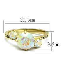 TK3095 - IP Gold(Ion Plating) Stainless Steel Ring with Top Grade Crystal  in Multi Color