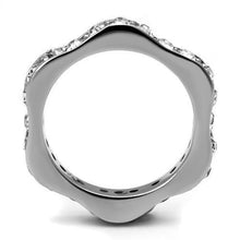 TK3106 - High polished (no plating) Stainless Steel Ring with Top Grade Crystal  in Clear