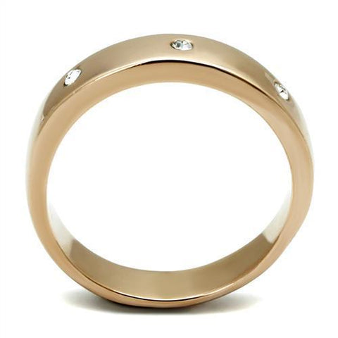 TK3107 - IP Rose Gold(Ion Plating) Stainless Steel Ring with Top Grade Crystal  in Clear