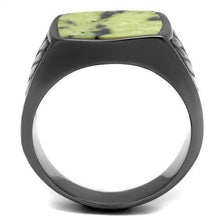 TK3112 - IP Light Black  (IP Gun) Stainless Steel Ring with Semi-Precious Topaz Jade in Topaz