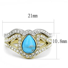 TK3124 - Two-Tone IP Gold (Ion Plating) Stainless Steel Ring with Synthetic Turquoise in Turquoise