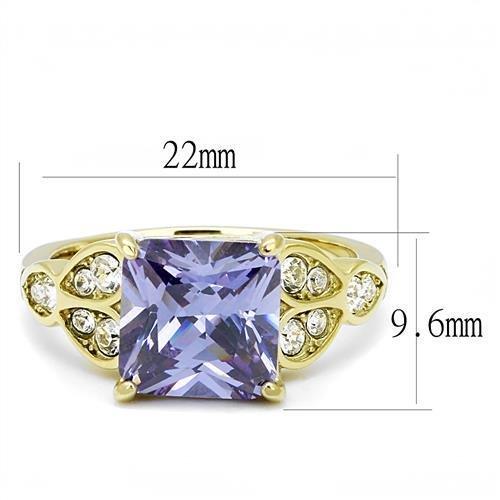 TK3125 - IP Gold(Ion Plating) Stainless Steel Ring with AAA Grade CZ  in Light Amethyst