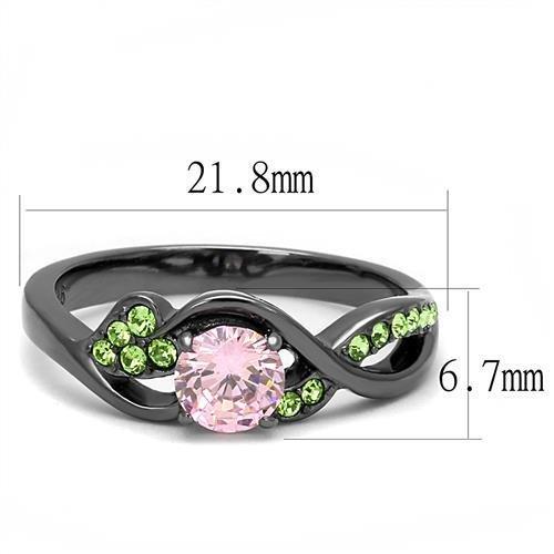 TK3132 - IP Light Black  (IP Gun) Stainless Steel Ring with AAA Grade CZ  in Rose