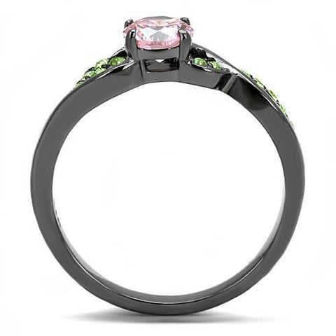 TK3132 - IP Light Black  (IP Gun) Stainless Steel Ring with AAA Grade CZ  in Rose