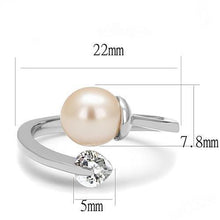 TK3139 - High polished (no plating) Stainless Steel Ring with Synthetic Pearl in Light Peach