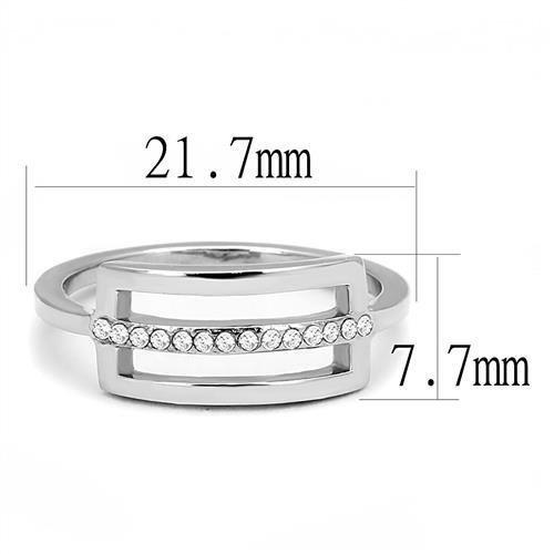 TK3177 - High polished (no plating) Stainless Steel Ring with AAA Grade CZ  in Clear