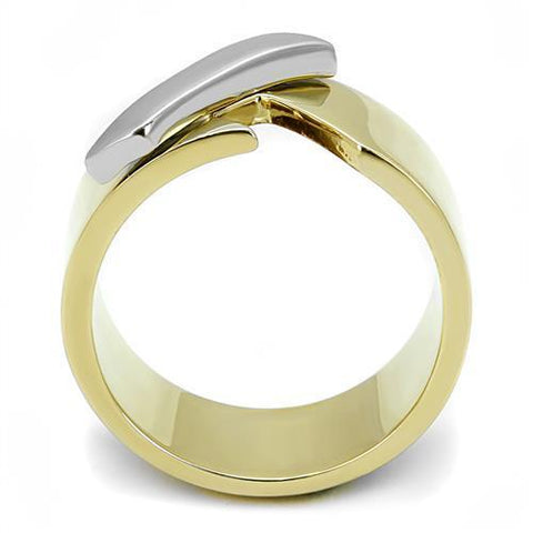 TK3184 - Two-Tone IP Gold (Ion Plating) Stainless Steel Ring with No Stone