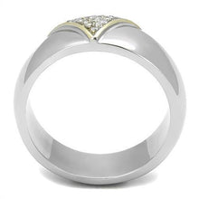 TK3187 - Two-Tone IP Gold (Ion Plating) Stainless Steel Ring with AAA Grade CZ  in Clear