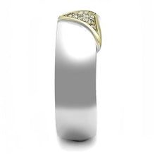 TK3187 - Two-Tone IP Gold (Ion Plating) Stainless Steel Ring with AAA Grade CZ  in Clear