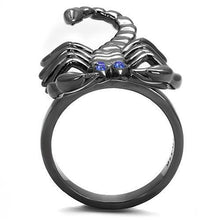 TK3205 - IP Light Black  (IP Gun) Stainless Steel Ring with Top Grade Crystal  in Sapphire