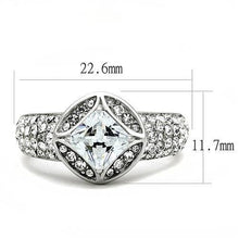 TK3206 - High polished (no plating) Stainless Steel Ring with AAA Grade CZ  in Clear