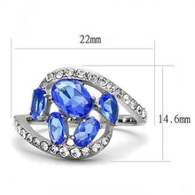 TK3211 - High polished (no plating) Stainless Steel Ring with Synthetic Synthetic Glass in Sapphire