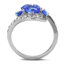 TK3211 - High polished (no plating) Stainless Steel Ring with Synthetic Synthetic Glass in Sapphire