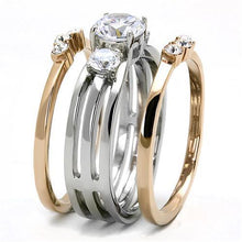 TK3212 - Two-Tone IP Rose Gold Stainless Steel Ring with AAA Grade CZ  in Clear