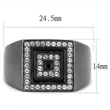 TK3220 - IP Light Black  (IP Gun) Stainless Steel Ring with Top Grade Crystal  in Clear