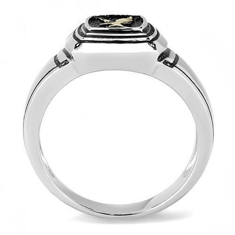 TK3226 - Two-Tone IP Gold (Ion Plating) Stainless Steel Ring with Epoxy  in Jet