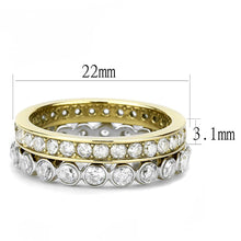 TK3232 - Two-Tone IP Gold (Ion Plating) Stainless Steel Ring with AAA Grade CZ  in Clear