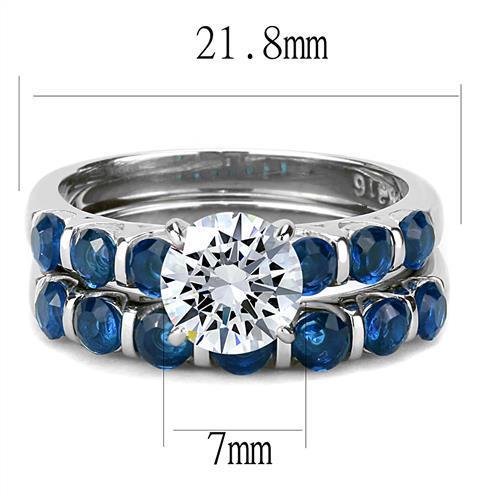 TK3235 - High polished (no plating) Stainless Steel Ring with AAA Grade CZ  in Clear