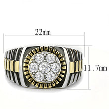 TK3240 - Two-Tone IP Gold (Ion Plating) Stainless Steel Ring with AAA Grade CZ  in Clear