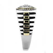 TK3240 - Two-Tone IP Gold (Ion Plating) Stainless Steel Ring with AAA Grade CZ  in Clear