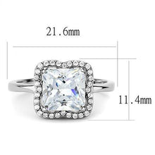 TK3242 - High polished (no plating) Stainless Steel Ring with AAA Grade CZ  in Clear