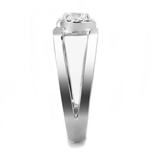 TK3245 - High polished (no plating) Stainless Steel Ring with AAA Grade CZ  in Clear